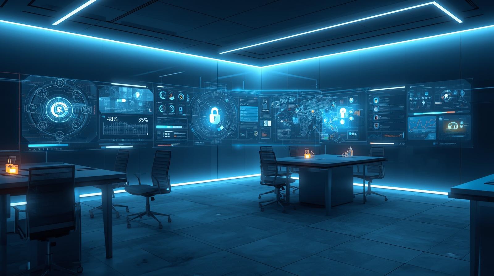 AI-powered secure workplace with cybersecurity and productivity systems